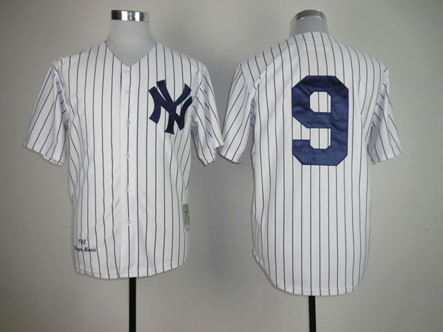 Men New York Yankees #9 No name White Throwback MLB Jerseys->new york yankees->MLB Jersey